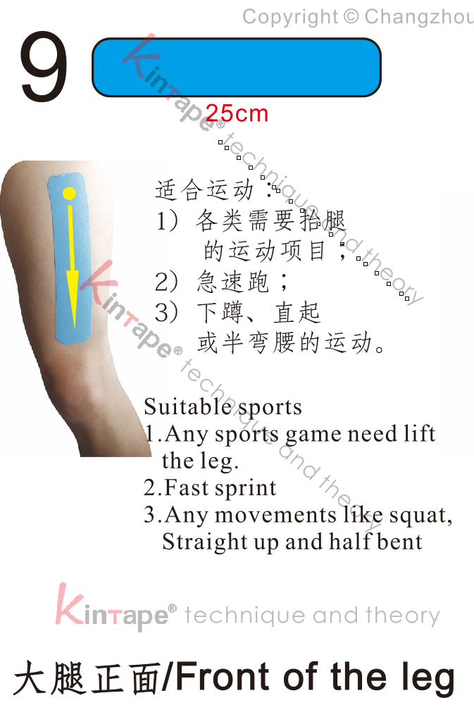 Kintape application of front of leg