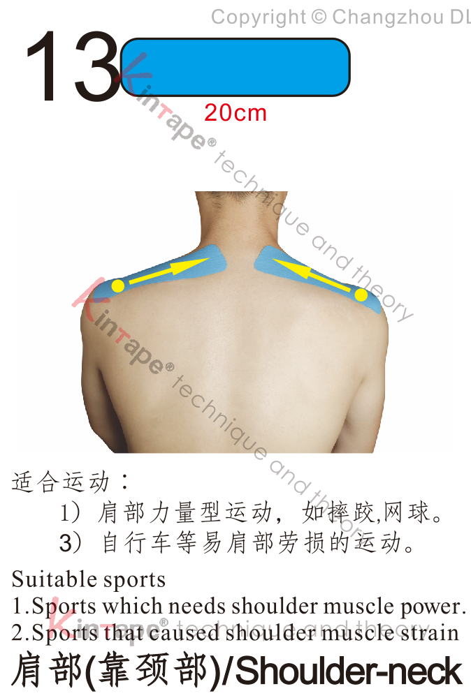 Kintape application of shoulder-neck for sports