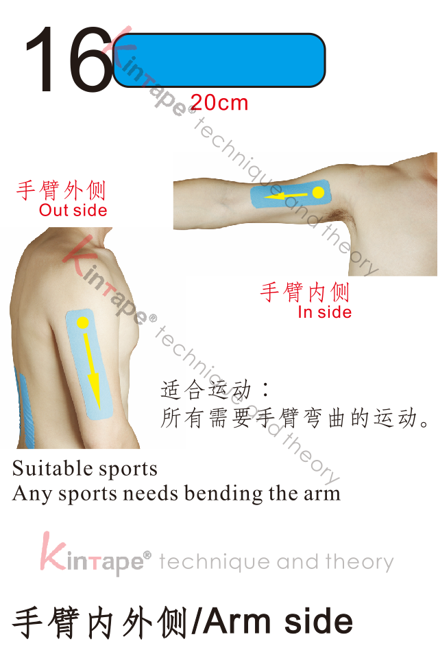 Kintape application of arm side for sports